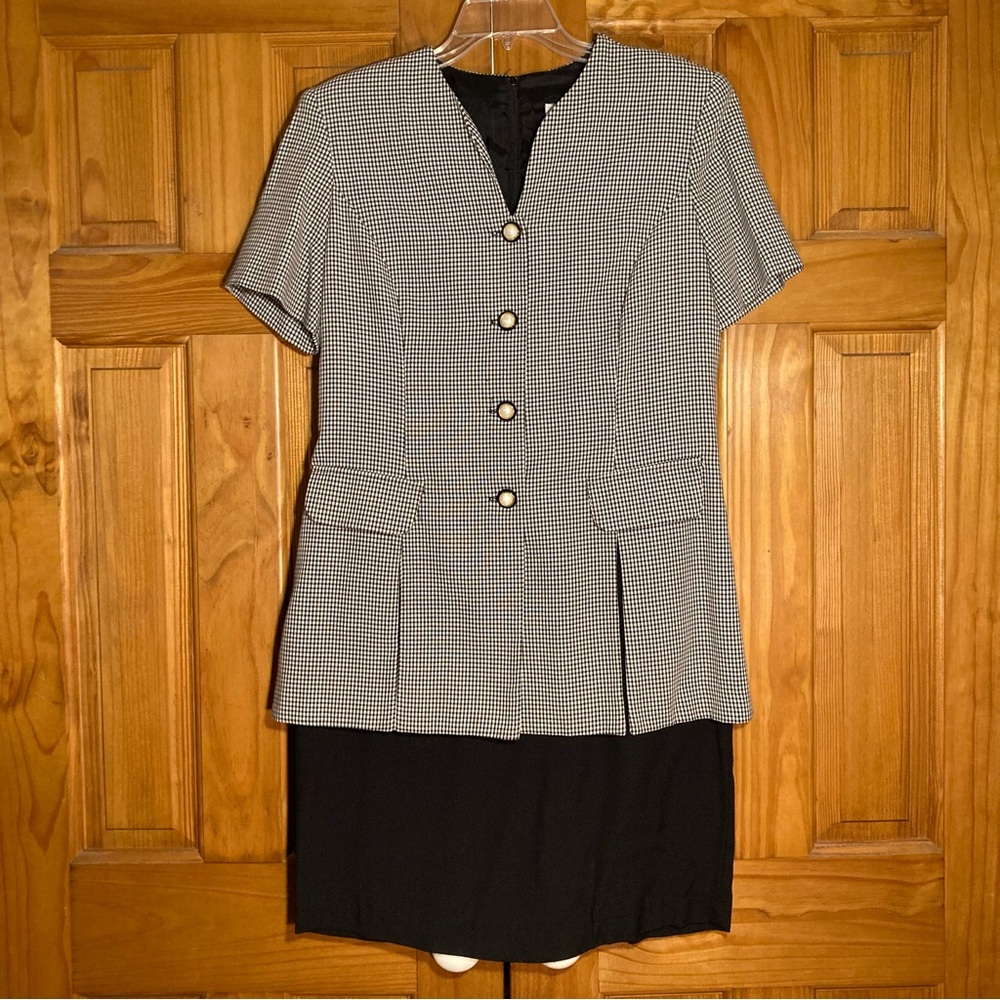 NWOT Ultra Dress New York Vintage 80s Midi Career Black White Size 12